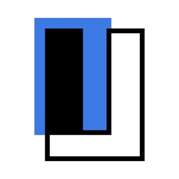 Alphabet Letter U with Blue Rectangle Shape as Geometric Font Vector 스톡 일러스트
