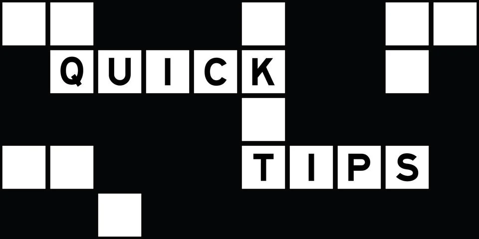 Alphabet letter in word quick tips on crossword puzzle background Stock Illustration