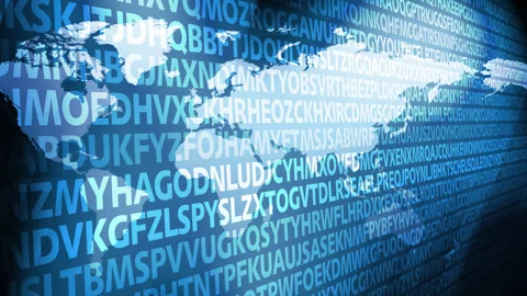 Alphabet letters form visual communication of chaotic typography, creating Stock Footage 260739878