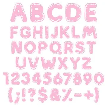 Alphabet, letters, numbers and signs made of plastic, polyethylene, cellophane. Stock Illustration