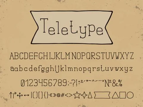 Alphabet linear design. Type style. Letters, numbers, punctuation marks. Font Stock Illustration