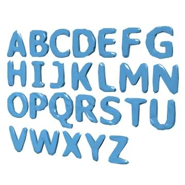 Alphabet in Low Poly Style on white background.3D Rendering Stock Illustration