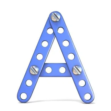 Alphabet made of blue metal constructor toy Letter A 3D 스톡 일러스트