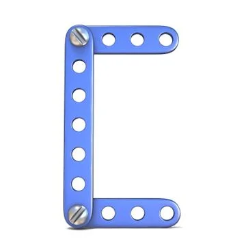Alphabet made of blue metal constructor toy Letter C 3D 스톡 일러스트