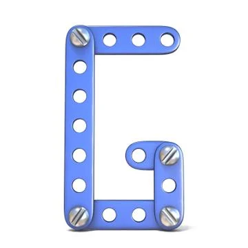 Alphabet made of blue metal constructor toy Letter G 3D 스톡 일러스트
