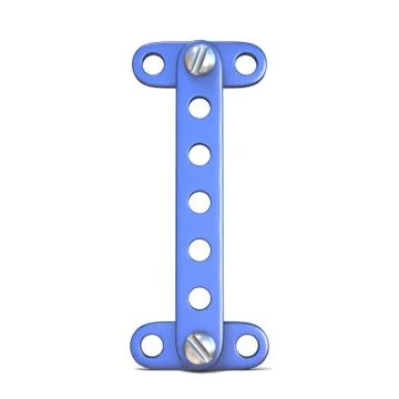 Alphabet made of blue metal constructor toy Letter I 3D 스톡 일러스트