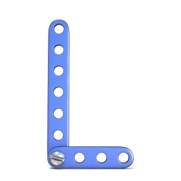 Alphabet made of blue metal constructor toy Letter L 3D 스톡 일러스트