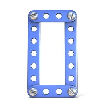 Alphabet made of blue metal constructor toy Letter O 3D 스톡 일러스트