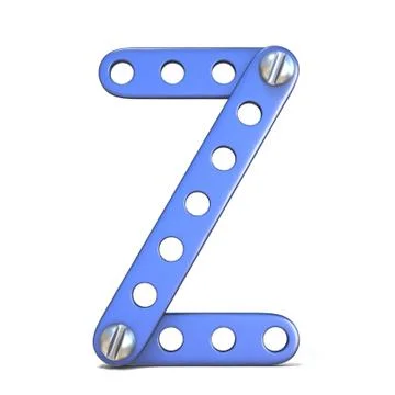 Alphabet made of blue metal constructor toy Letter Z 3D 스톡 일러스트