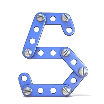 Alphabet made of blue metal constructor toy Letter S 3D 스톡 일러스트
