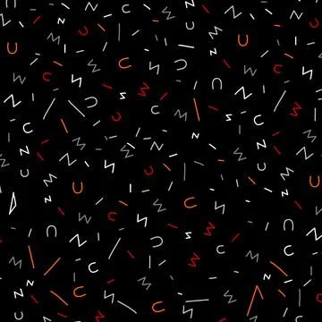 Alphabet Memphis Pattern On Black Background 스톡 일러스트