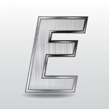 Alphabet metal, letter E. Vector Stock Illustration