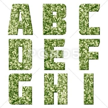 Alphabet from military fabric texture Stock Photos