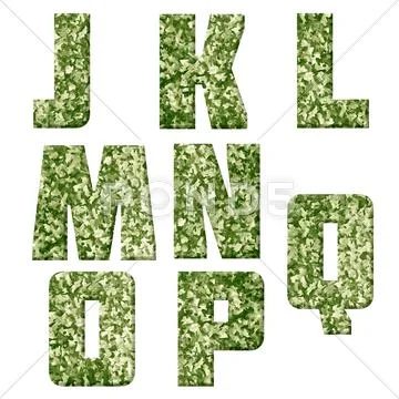 Alphabet from military fabric texture Stock Photos