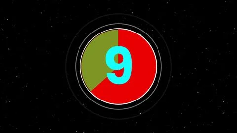 Alphabet number on circle wave and black background . number 9 Stock Illustration