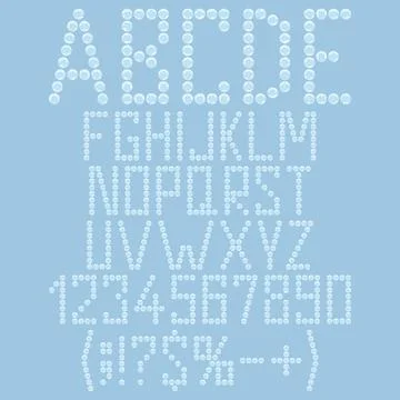 Alphabet, numbers made of plastic bubbles, packaging bubble wrap. Stock Illustration