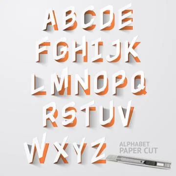 Alphabet paper cut designs. Vector Illustrations. Ilustração Stock