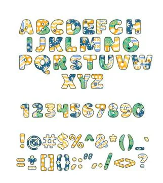 Alphabet patchwork vector handmade patch work ABC alphabetical font with fabric Stock Illustration