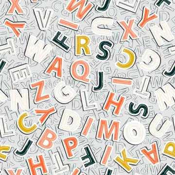 Alphabet pattern on a gray background Stock Illustration