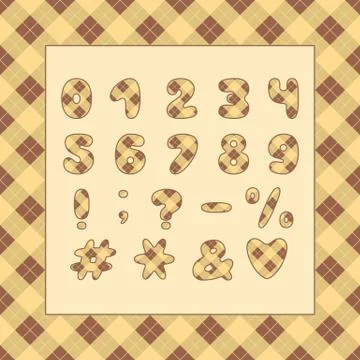 Alphabet plaid pattern design. Numbers and punctuation marks. EPS 10 Stock Illustration