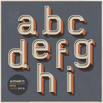 Alphabet retro colour style. Vector illustration. Stock Illustration