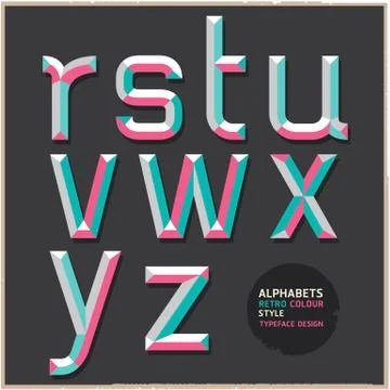 Alphabet retro colour style. Vector illustration. Stock Illustration