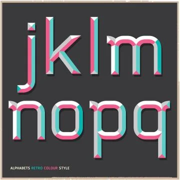 Alphabet retro colour style. Vector illustration. Stock Illustration