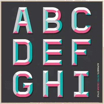 Alphabet retro colour style. Vector illustration. Stock Illustration