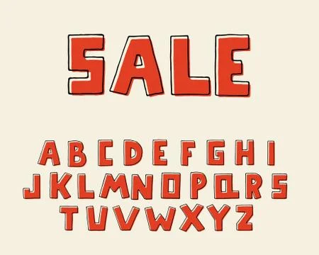 Alphabet retro design, square shape. Hand pen bold font, typography style Stock Illustration