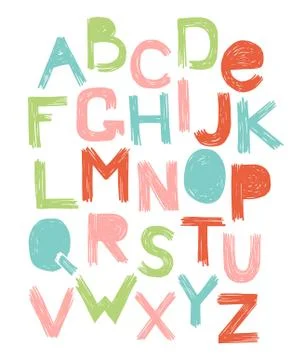 Alphabet scratch color vector. Stock Illustration