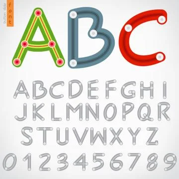 Alphabet set of button slide, vector eps10 Stock Illustration