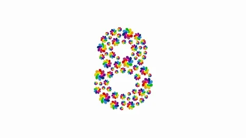 Alphabet set letter number countdown nine to zero, Turbine paper pattern Stock Footage 105090313