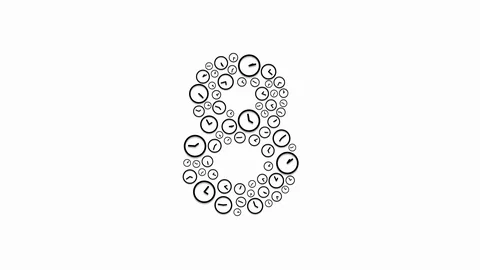 Alphabet set letter number countdown nine to zero, Clock shuffle pattern Stock Footage 105221890