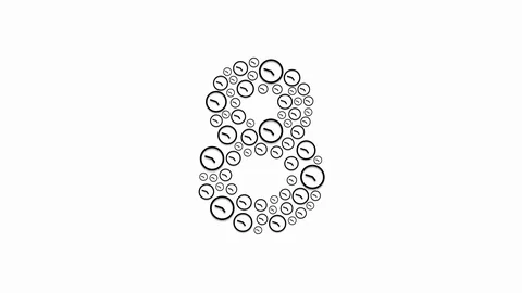 Alphabet set letter number countdown nine to zero, Clock pattern, Time system Stock Footage 105221891