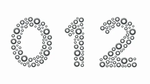 Alphabet set letter number zero to nine and punctuation, Engineering Gear Stock Footage 105143524