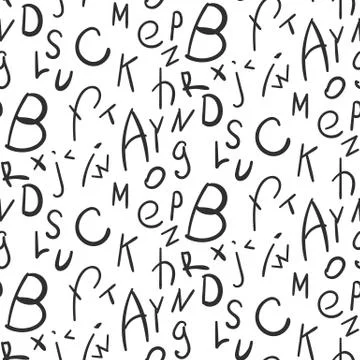 Alphabet Simple Seamless Pattern on White Background Stock Illustration