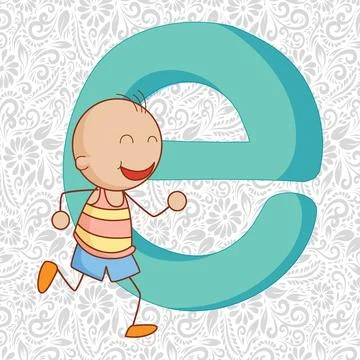 Alphabet Small Letter E , Latter Art, Alphabet Vector, Font Vector Stock Illustration