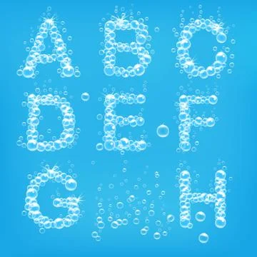 Alphabet of soap bubbles Stock Illustration