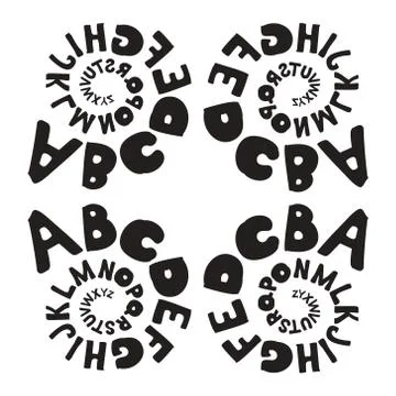 Alphabet spiral isolated pattern. Letter vector illustration. Pattern wallpap Stock Illustration