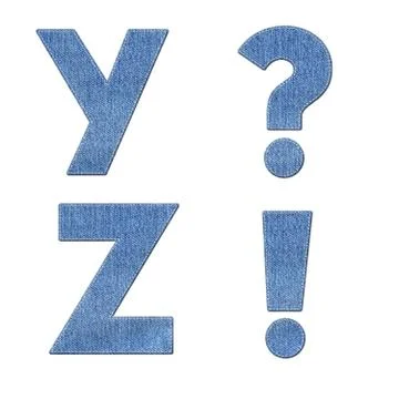 Alphabet with stitch design elements on denim texture Illustrazione stock