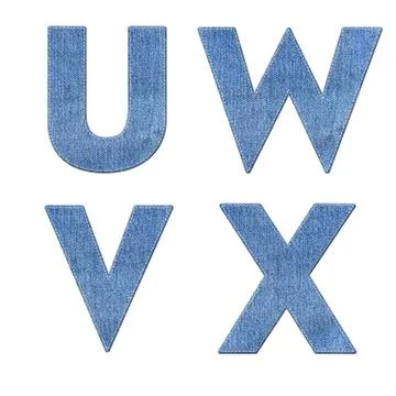 Alphabet with stitch design elements on denim texture Illustrazione stock