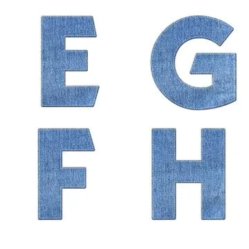 Alphabet with stitch design elements on denim texture Stock Illustration