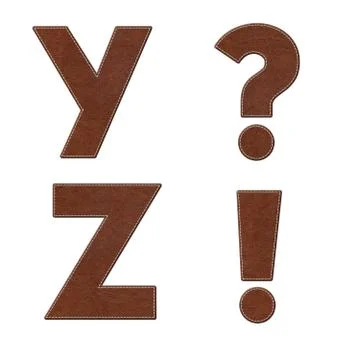 Alphabet with stitch design on leather elements Stock Illustration