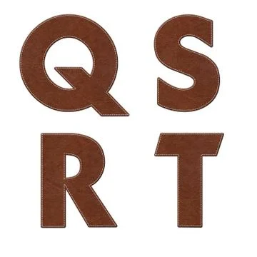 Alphabet with stitch design on leather elements Stock Illustration