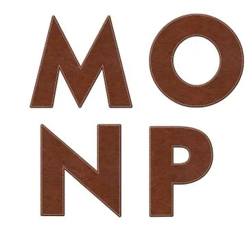 Alphabet with stitch design on leather elements Stock Illustration