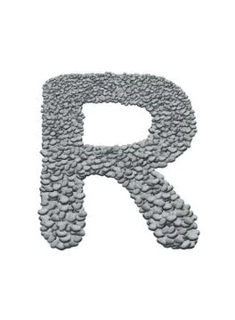 Alphabet with stone texture on white background Illustrazione stock