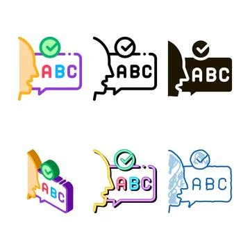 Alphabet styles speech icon vector outline Stock Illustration
