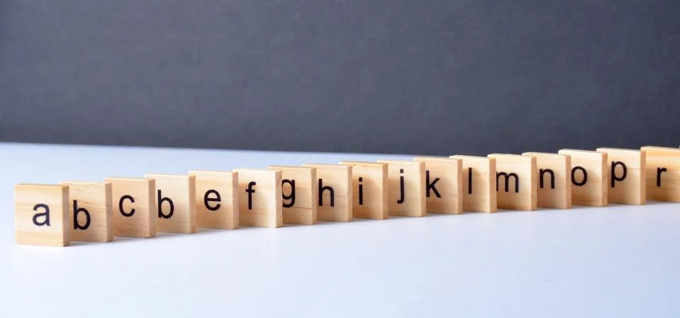 The alphabet on the table. Foto stock