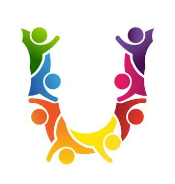 Alphabet Teamwork Letter U Stock Illustration