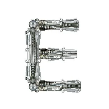 Alphabet technically, letter e Stock Illustration